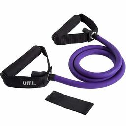 UMI. Essentials Single Resistance Band, Exercise Tube - With Door Anchor and Manual, For Resistance Training, Physical Therapy, Home Workouts, Boxing Training, Purple