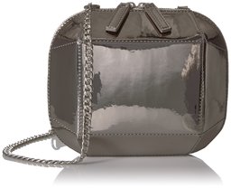 The Fix Tiffni Geometric Hard Shell Chain Strap Crossbody Bag, pewter metallic