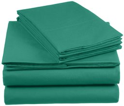 AmazonBasics Everyday 100% Cotton Duvet Set, Dark Green 200 x 200 cm & 2 Pillowcases 80 x 80 cm