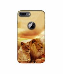 Amazon Brand - Solimo Designer Lion with Lioness 3D Printed Hard Back Case Mobile Cover for Apple iPhone 8 Plus (with Logo Cut)