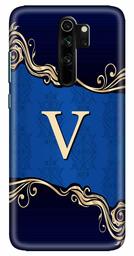 Amazon Brand - Solimo Designer Blue Pattern Alphabet-V 3D Printed Hard Back Case Mobile Cover for Xiaomi Redmi Note 8 Pro