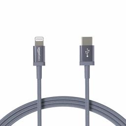 AmazonBasics Nylon Braided USB-C to Lightning Cable, Apple MFi Certified Charger for iPhone 11 Pro/11 Pro Max - Dark Gray, 6-Foot