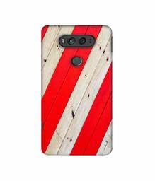 Amazon Brand - Solimo Designer Red and Cream Color Wood 3D Printed Hard Back Case Mobile Cover for LG V20