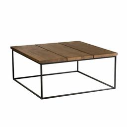 Amazon Brand - Alkove Hayes Contemporary Solid Wood Coffee Table, 90 x 90 x 40cm, Wild Oak with Smoked Oil Finish/Black Metal Frame