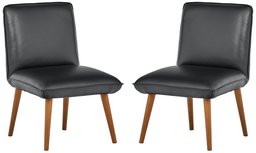 Amazon Brand – Rivet Wide Cushion Mid-Century Modern Top-Grain Leather Set of 2 Accent Dining Room Kitchen Chairs, 26.8