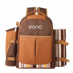 EONO 4 Person Picnic Backpack Hamper Cooler Bag with Tableware Set & Blanket …