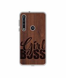 Amazon Brand - Solimo Designer Girl Boss On Wood UV Printed Soft Back Case Mobile Cover for Motorola One Macro