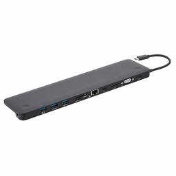 AmazonBasics Aluminum Type-C Docking met Mini DisplayPort, HDMI, VGA, 3 USB-A, Ethernet, SD/TF Card Reader, Audio, and Type-C Charging Port (PD 100W) Pedestal zwart