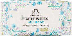 (Amazon Brand) Mama Bear Baby Wipes, 99% Pure Water, 60 Sheets x 20 (1,200 sheets), Made in Japan, Paraben-Free