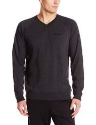 Amazon Gear Men's Long Sleeve V-Neck French Terry Pullover with Tonal Embroidery