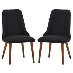 Amazon Brand – Rivet Federal Mid-Century Modern Wood Dining Room Kitchen Chairs, 36 Inch Height, Set of 2, Black