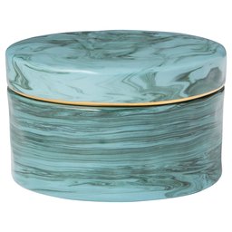 Amazon Brand – Rivet Mid Century Modern Decorative Marble Jewelry Box - 4 x 2 Inch, Blue