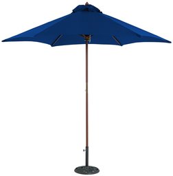 Strathwood Basics Dark Wood Market Umbrella, Royal Blue