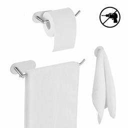 Umi. by Amazon 3 Pièces Ensemble d'accessoires de Salle de Bain SUS304, 23cm Porte-Serviettes Salle de Bain, Porte-Papier Toilette, Crochet pour Peignoir, Porte Serviette Murale, acier inoxydable 304