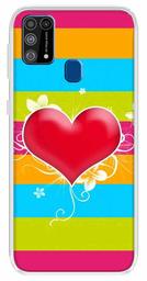 Amazon Brand - Solimo Designer Multicolor Horizontal Heart Pattern Printed Soft Back Case Mobile Cover for Samsung Galaxy M31