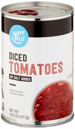 Happy Belly Amazon Brand Tomatoes, Diced No Salt Added, 14.5 Ounce