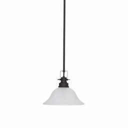 Ravenna Home Frosted Glass Pendant Light Fixture with LED Light Bulb - 12.25 x 12.25 x 53.50 Inches, Dark Bronze