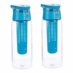 AmazonBasics Tritan Water Bottle with Infuser – 25-Ounce, 2-Pack, Blue