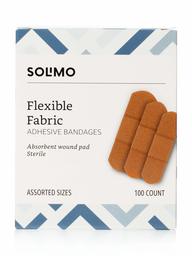 Amazon Brand - Solimo Flexible Fabric Adhesive Bandages - Assorted Sizes, 100 count (Fix)