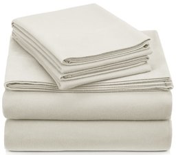 Pinzon Signature Cotton Heavyweight Velvet Flannel Sheet Set - Queen, Cream