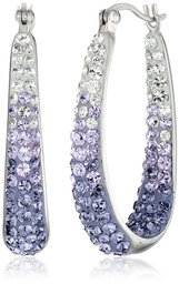 Sterling Silver Purple Ombre Hoop Earrings set with Swarovski Crystals