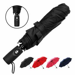 Amazon Brand: Eono Essentials Compact Travel Umbrella Strong Durable Windproof Umbrellas with Teflon Coating, Folding Umbrella with Reinforced Canopy, Ergonomic Handle, Auto Open/Close