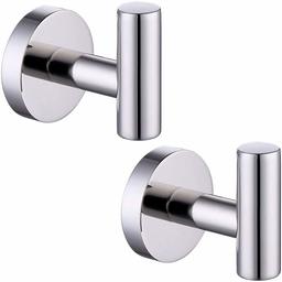 Umi. por Amazon 2 Piezas Ganchos, Toallero Perchero Pared de Cocina Baño Autoadhesivo Perchero de Acero Inoxidable Colgadores de Puerta Acabado Pulido, A2164DG-P2