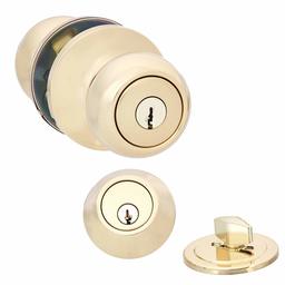 AmazonBasics Entry Door Knob and Deadbolt - Coastal - Polished Brass