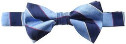 BUTTONED DOWN Men's Classic Silk Pre-Tied Bow Tie, navy/light blue stripe, One Size