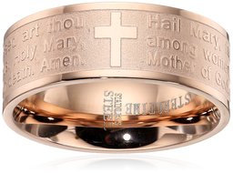 Steeltime 18k Rose Gold Plated Hail Mary Prayer Ring, Size 9