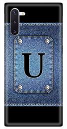 Amazon Brand - Solimo Designer Button Jeans Alphabet-U 3D Printed Hard Back Case Mobile Cover for Samsung Galaxy Note 10