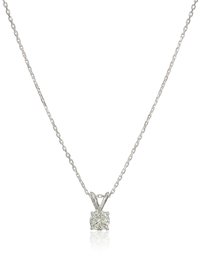 14k White Gold Round-Cut Diamond Solitaire Pendant Necklace (1/2cttw, K-L Color, I1-I2 Clarity), 18