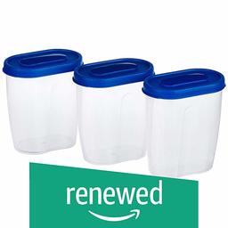 (Renewed) Amazon Brand - Solimo Set of 3 Grocery Jar (450ml), Blue