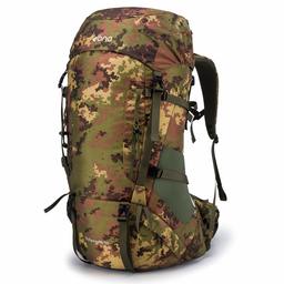 Eono Mochila Impermeable Ultraligera para Senderismo con Marco Interno y Espalda de Malla Transpirable, Camo, 50 litros