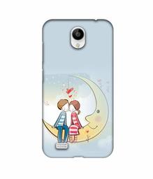 Amazon Brand - Solimo Designer Couple Sitting On Moon 3D Printed Hard Back Case Mobile Cover for Vivo Y21L