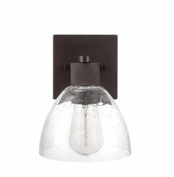 Amazon Brand - Ravenna Home Single-Light Outdoor Sconce with Seeded Glass Shade, Vintage Edison Bulb Included, 8.2