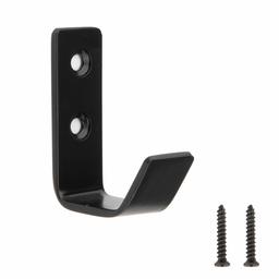 AmazonBasics Stainless Steel Modern Single Prong Coat Hook, Flat Black, 5-Pack