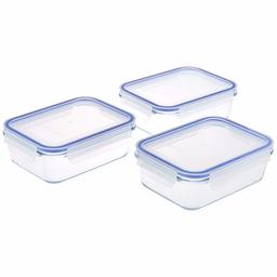 Amazon Brand - Solimo Rectangular Glass Storage Container Set, 900ml, Set of 3, Transparent