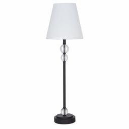 Amazon Brand – Ravenna Home Glass Stacked Ball Buffet Table Lamp with LED Light Bulb - 31 Inches, Dark Bronze with White Linen Shade