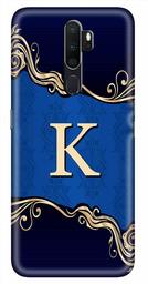 Amazon Brand - Solimo Designer Blue Pattern Alphabet-K 3D Printed Hard Back Case Mobile Cover for Oppo A9 (2020)