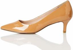 Marchio Amazon - find. Kitten Heel Court Scarpe col Tacco Punta Chiusa, Braun (Caramel (Nude), 38 EU