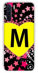 Amazon Brand - Solimo Designer Multicolor Heart Pattern Alphabet-M Printed Soft Back Case Mobile Cover for Oppo F15