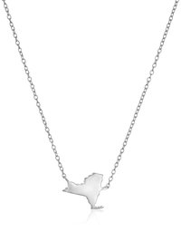 Sterling Silver Stationed Mini State New York Pendant Necklace, 16