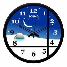 Amazon Brand - Solimo 12-inch Wall Clock - Blue Sky (Silent Movement, Black Frame)