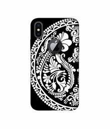 Amazon Brand - Solimo Designer Half Circle Rangoli 3D Printed Hard Back Case Mobile Cover for Apple iPhone X (Logo Cut)