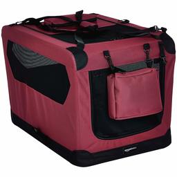 AmazonBasics Hoogwaardige transportbox voor huisdieren, opvouwbaar, zacht, 76 cm, rood