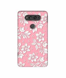 Amazon Brand - Solimo Designer White Flower Pattern 3D Printed Hard Back Case Mobile Cover for LG V20