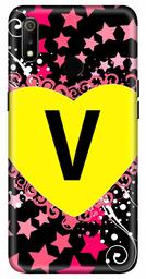 Amazon Brand - Solimo Designer Heart Pattern Alphabet-V 3D Printed Hard Back Case Mobile Cover for Realme 3 / Realme 3i