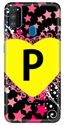 Amazon Brand - Solimo Designer Heart Pattern Alphabet-P 3D Printed Hard Back Case Mobile Cover for Samsung Galaxy M21 / M30s