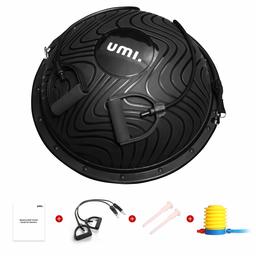 UMI. by Amazon - Balance Trainer Ball, Diametro 60 cm, Semisfera da Allenamento con Cinghie Laterali e Pompa, Equilibrio Palla per Pilates, Yoga, Palestra-Max. 300KG (Nero)